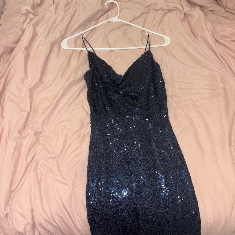 B Darlin Black Sequin Maxi Dress